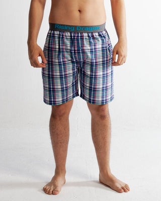 SHORT PIJAMA DE CUADROS AZUL VERDE ALGODON RISING DRAGON