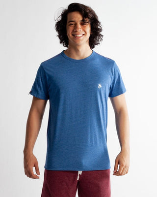 POLO CUELLO REDONDO AZUL CON CADENTAS ROJO ALGODON JERSEY RISING DRAGON